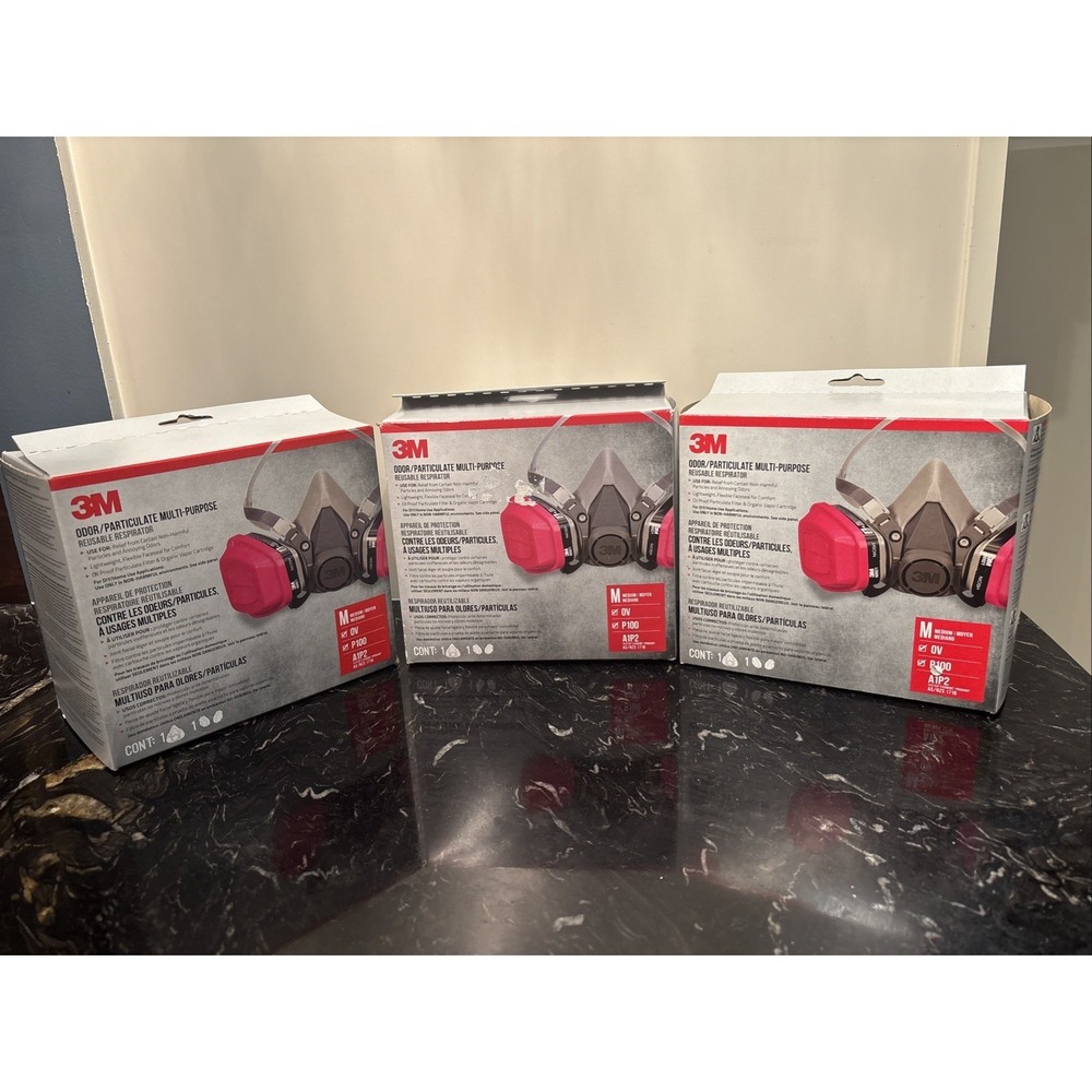 3M 65021HA1-DC Household Multi-Purpose Respirator Size Medium 2029/2030-Lot Of 3